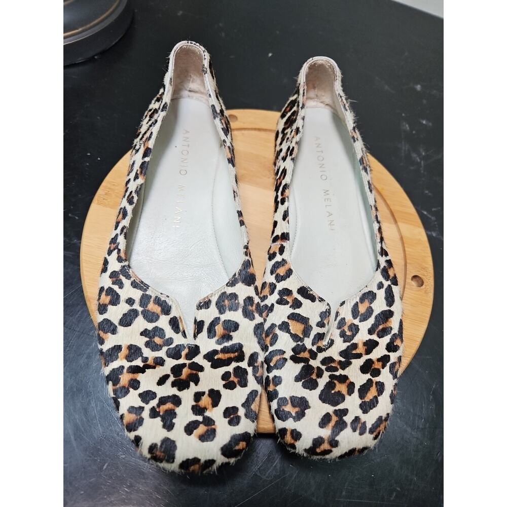 Antonio Melani "SPLENDID" Cheetah‎ Print Textured Leather Ballet Flats W/7 *EUC